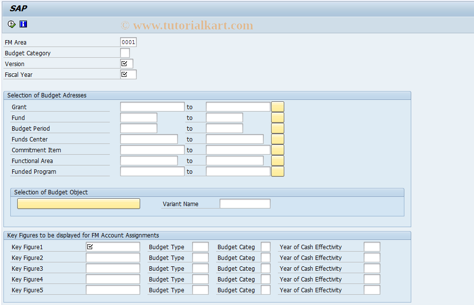SAP TCode FMKFR01 - Display budget data