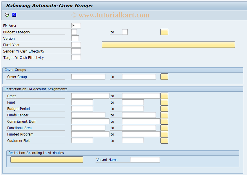 SAP TCode FMMPCEBAL - Balancing Automatic Cover Groups