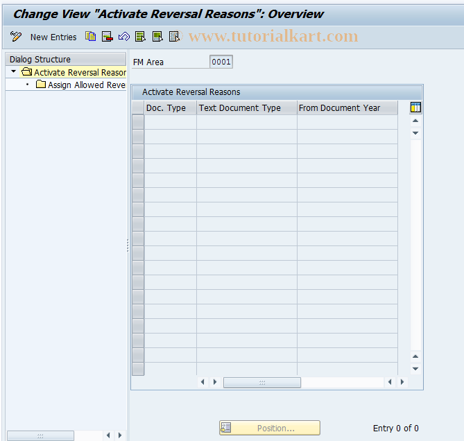 SAP TCode FMREVACTREASON - Activate Reversal Reasons