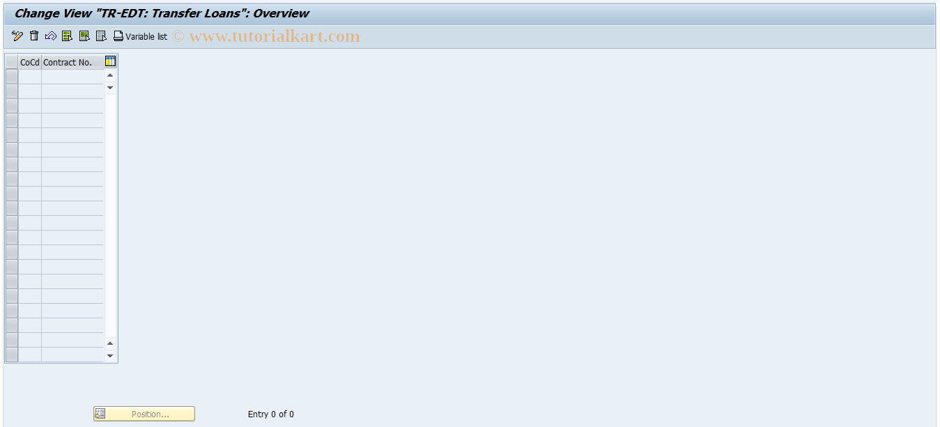 SAP TCode FN_1 - Table maintenance transferred loans