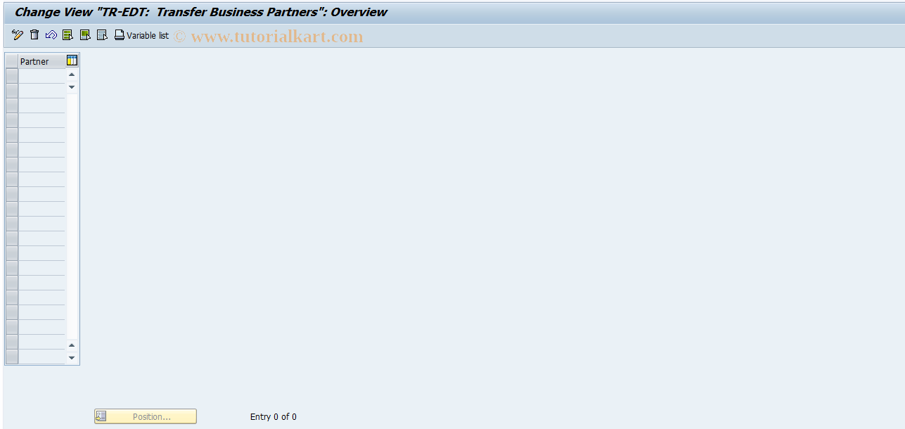 SAP TCode FN_2 - Table maintenance transf. partner