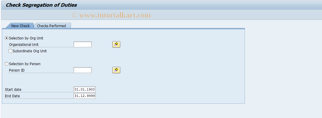 SAP TCode FOPC_SOD_CHECK - Segregation of duties check