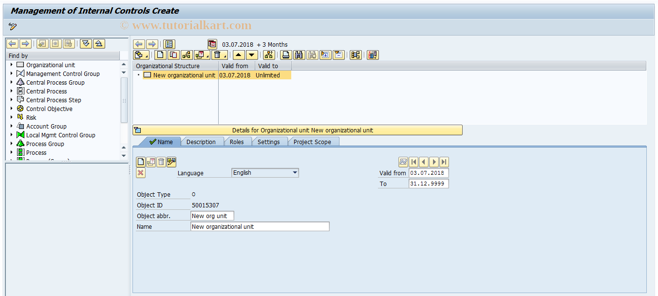 SAP TCode FOPC_STR_CREATE - Create MIC