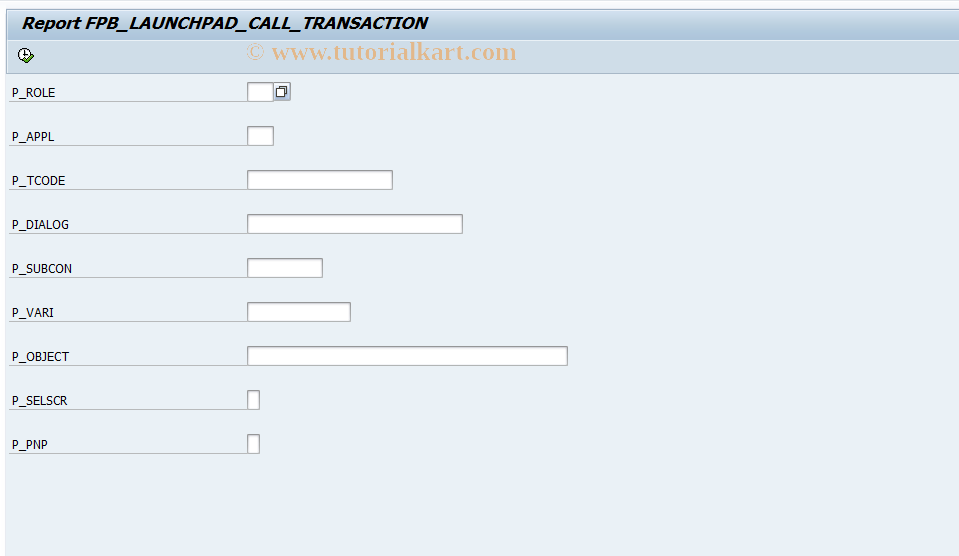 SAP TCode FPB_CALL_TRANSACTION - Transaction from Launchpad