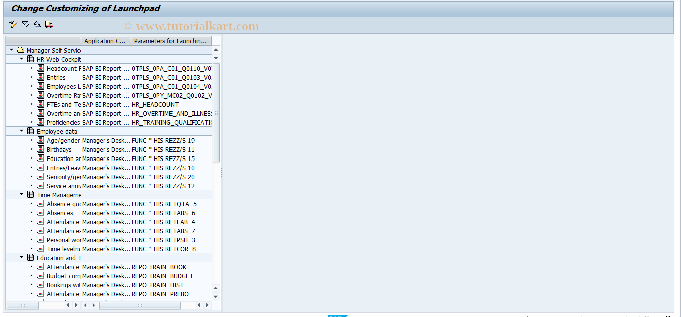 SAP TCode FPB_LP_MSS_REP_CUST - MSS Reporting Report Customizing