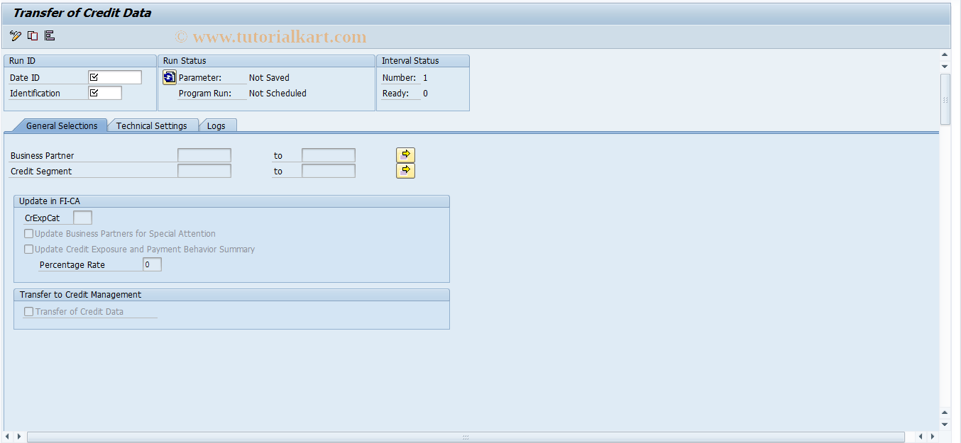 SAP TCode FPCM1 - Transfer of Credit Data