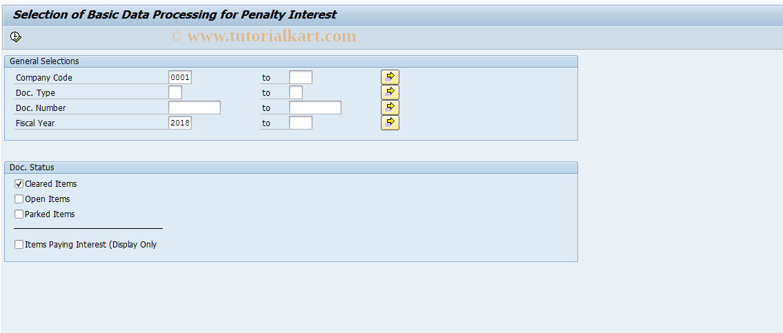 SAP TCode FPIN_LIST - Enter Arrears Days for Penalty Int.