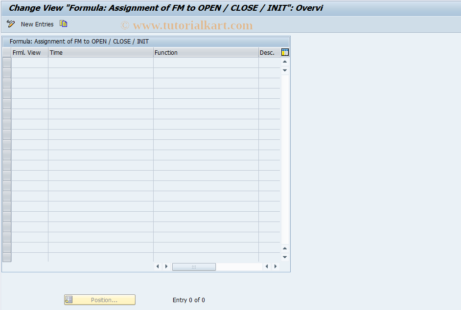 SAP TCode FRMLC60 - Customizing User Exits OPEN / CLOSE
