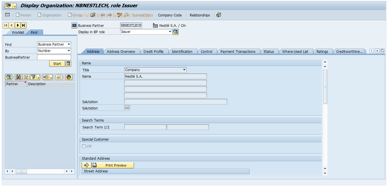 SAP TCode FTB01503 - Display issuer