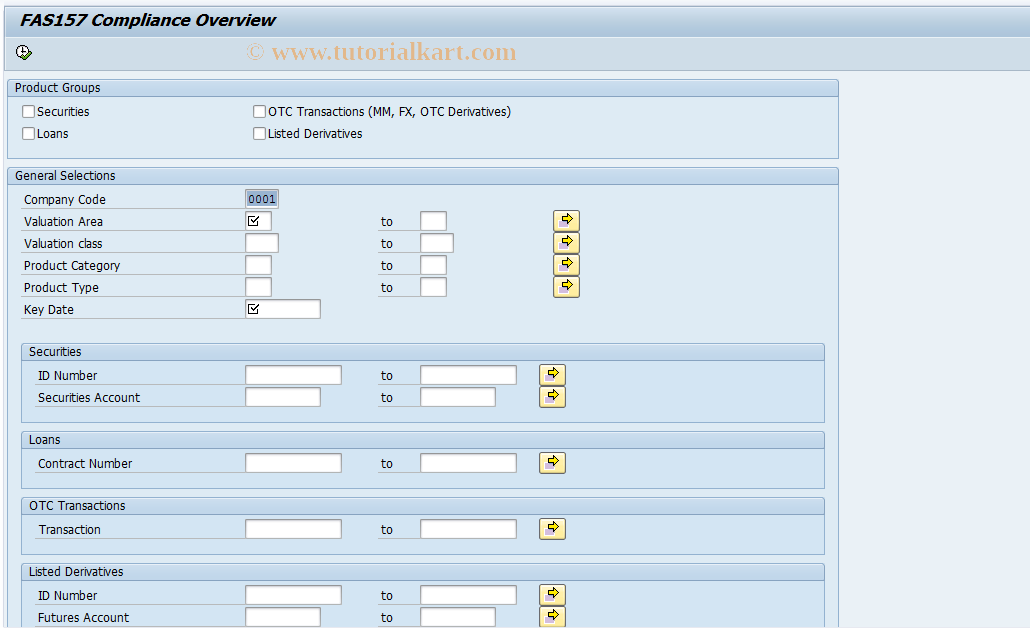 SAP TCode FTI_FAS157_OVERVIEW - FAS157 Compliance Overview