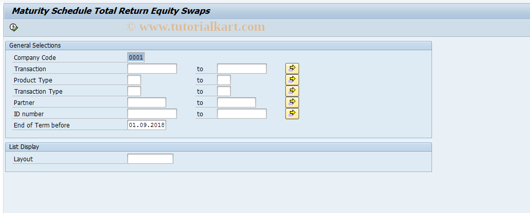 SAP TCode FTRTRESMAT - Maturity Schedule Total Return Swaps