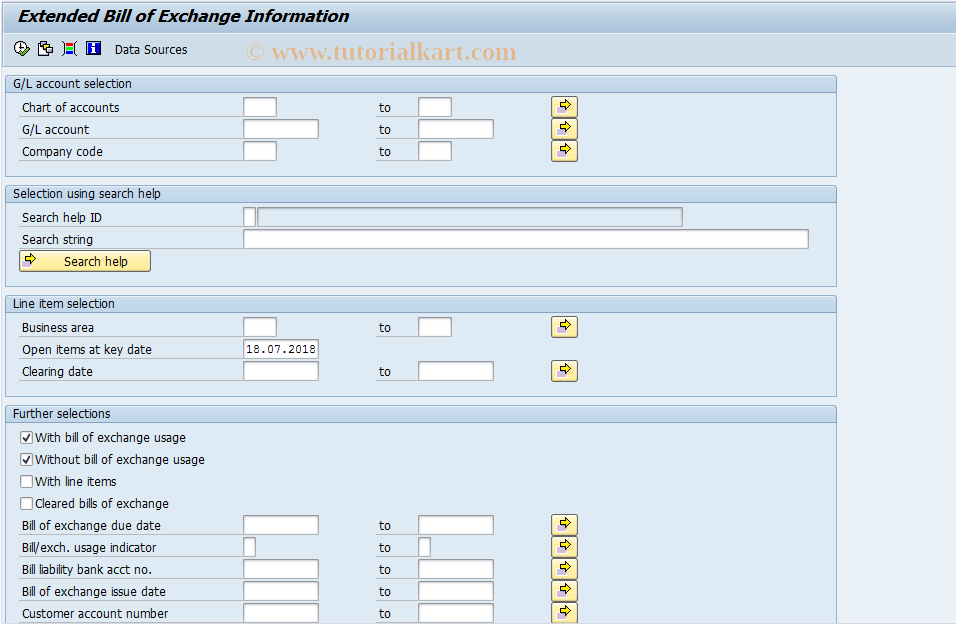 SAP TCode F_75 - Extended Bill/Exchange Information