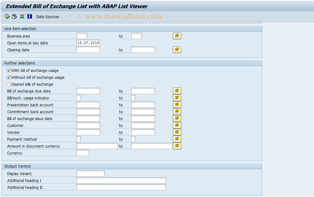 SAP TCode F_76 - Extended Bill of Exchange List (ALV)