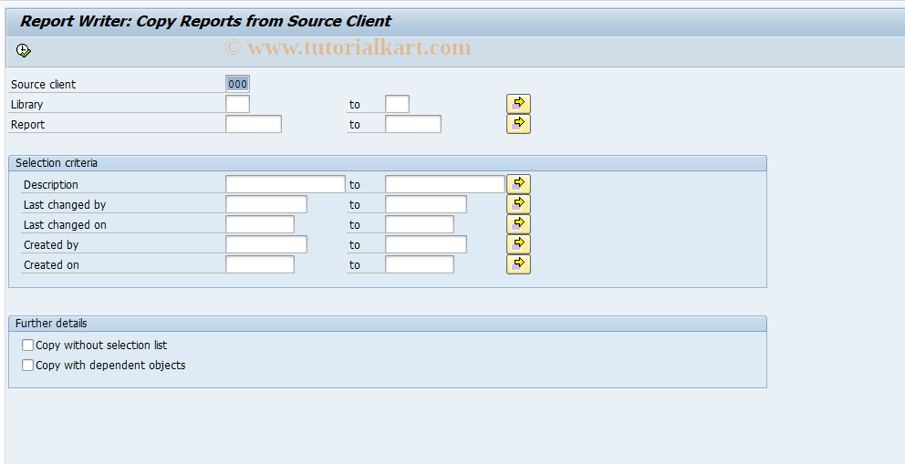 SAP TCode GR39 - Copy reports from client