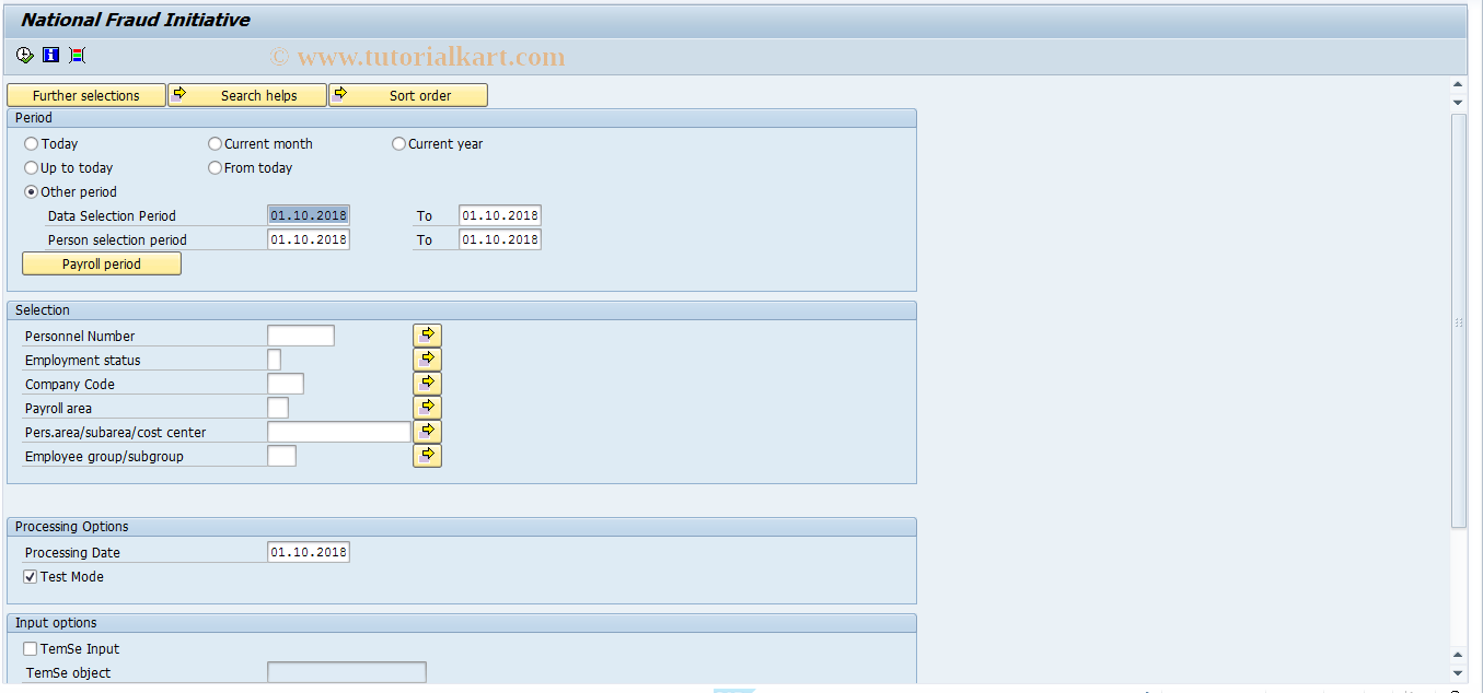 HRGPBS NFI SAP Tcode National Fraud Initiative Transaction Code