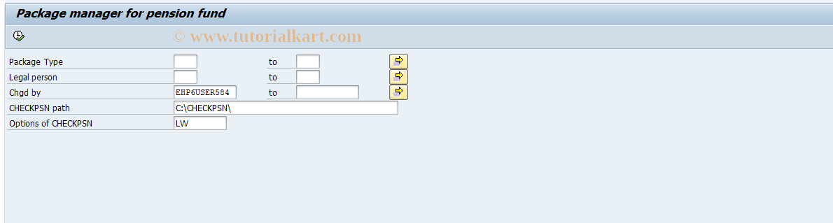 SAP TCode HRPADRUPFRMANAGER - Package manager for pension fund