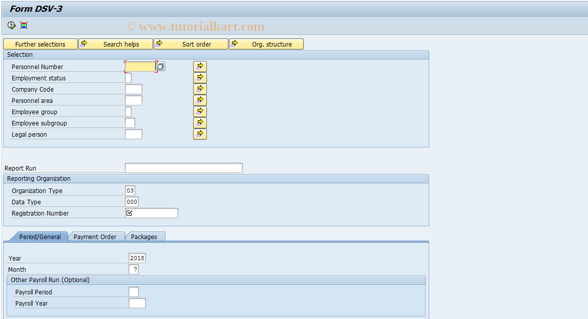 SAP TCode HRPADRU_DSV3 - Form DSV-3