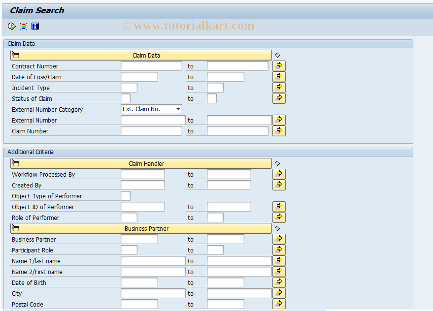 SAP TCode ICL_EXPERT_1 - Claim Search