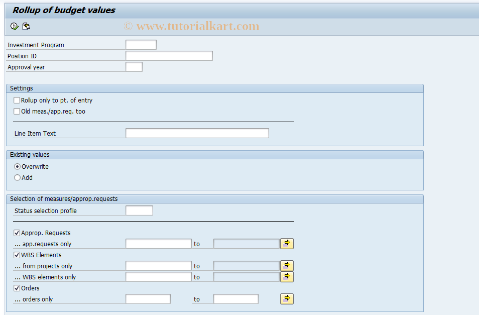 SAP TCode IM44 - Determining Default Budget Value IM