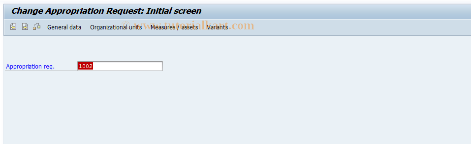 SAP TCode IMA2 - Change appropriation request