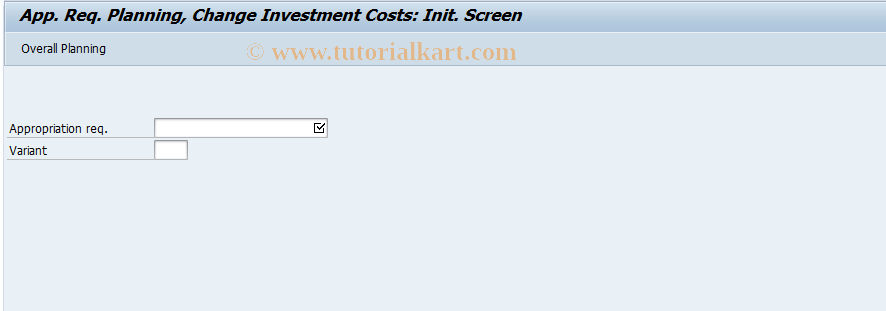 SAP TCode IMAR - Plan investment portion of app.req.