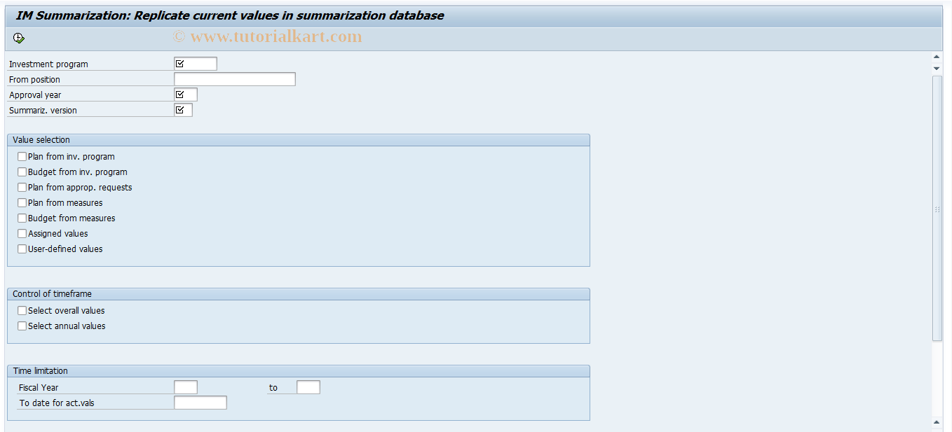 SAP TCode IMB1 - IM Summariz: Replicate curr. values