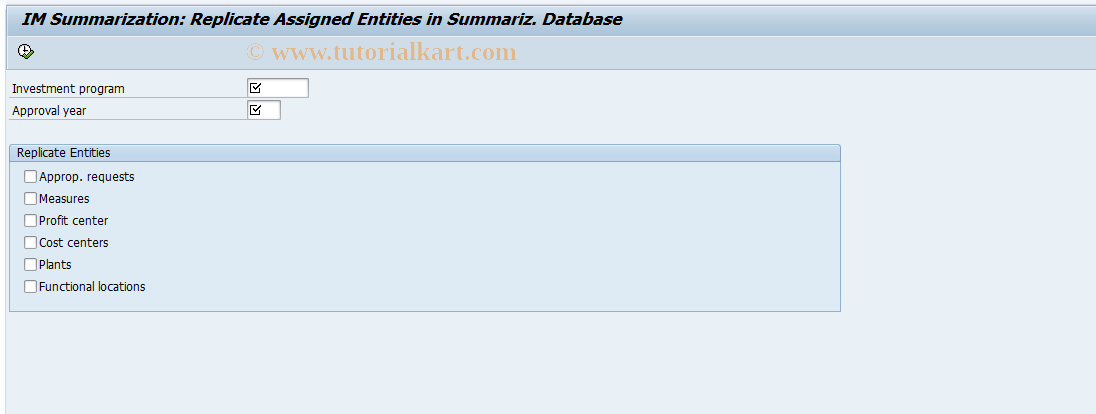 SAP TCode IMB2 - IM Summariz: Replicate entities