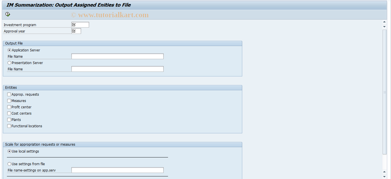 SAP TCode IMB4 - IM Summariz: Entities in file