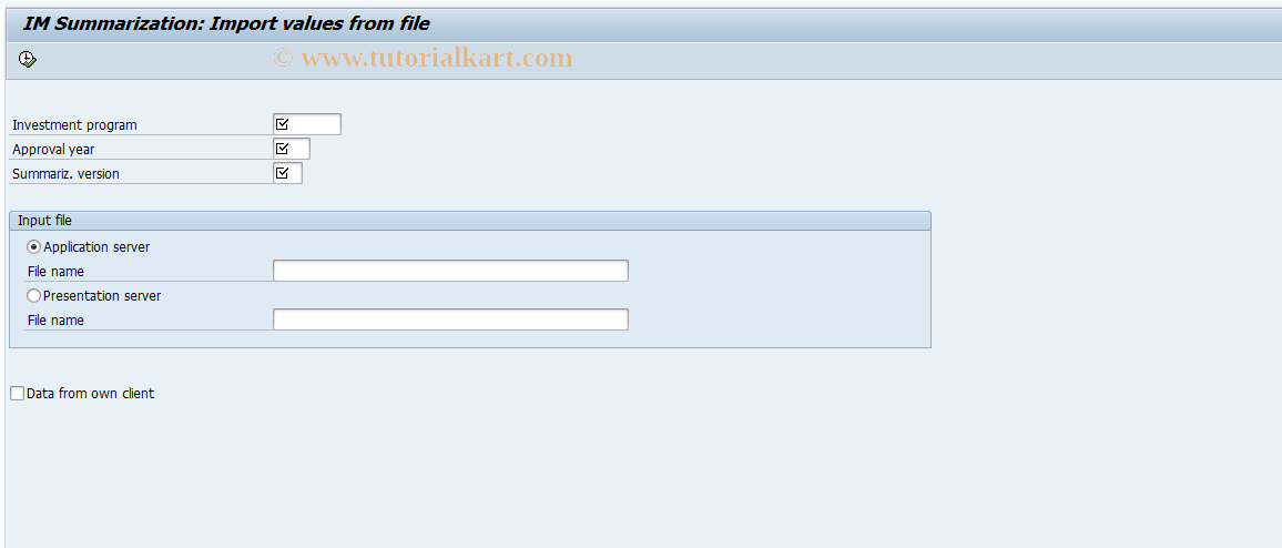 SAP TCode IMB5 - IM Summariz: Values from file