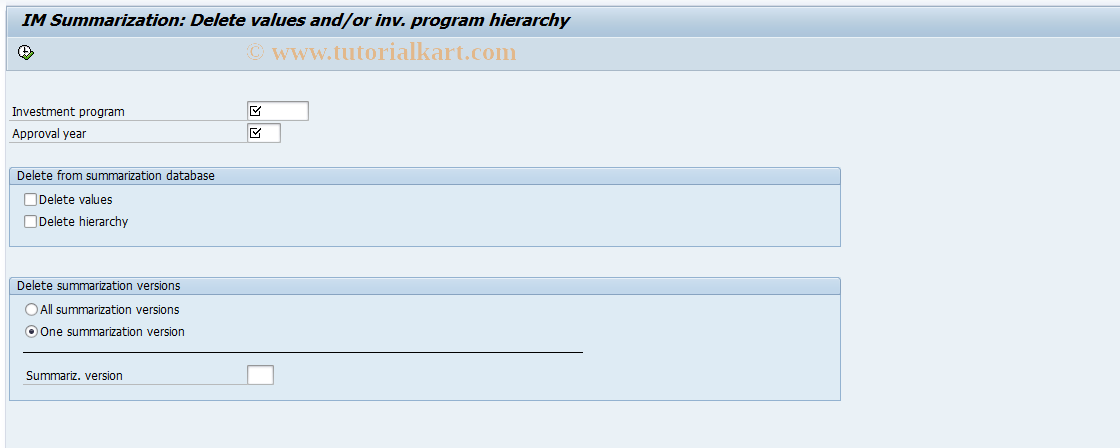 SAP TCode IMBD - IM Summariz: Delete values/hierarchy