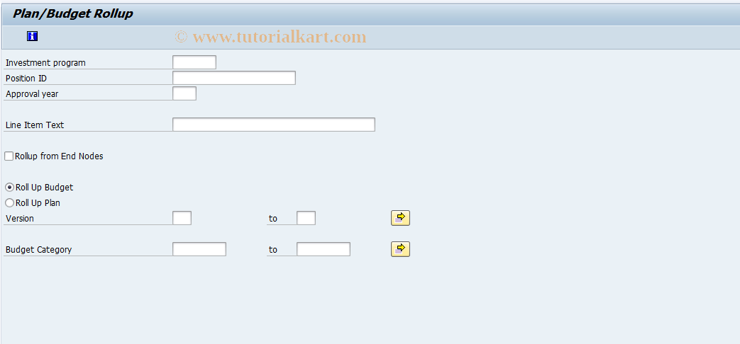 SAP TCode IMBPUP - Plan/Budget Rollup