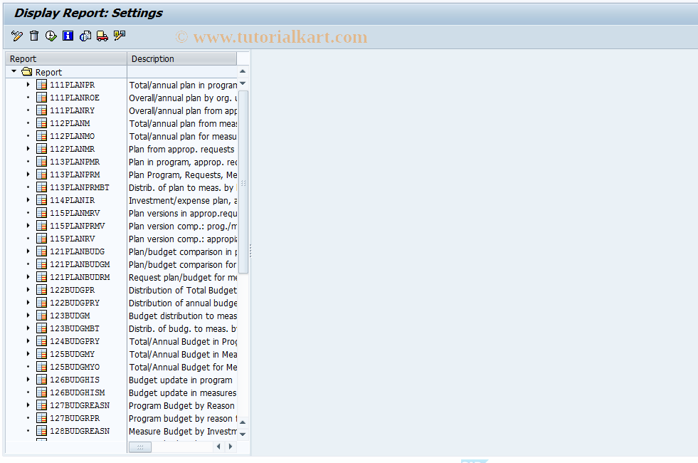 SAP TCode IME3 - Display cap.inv.prog. report