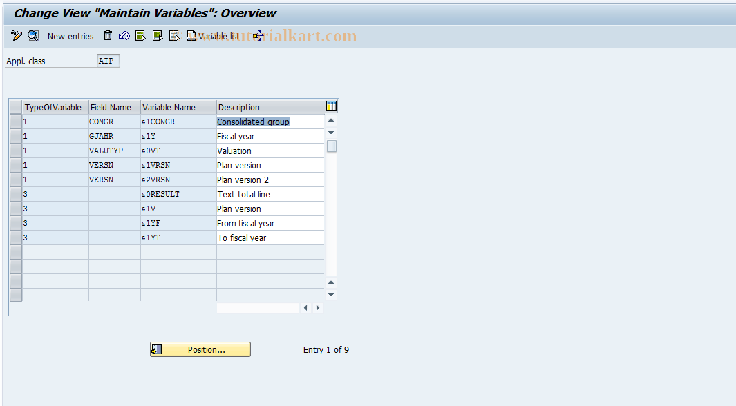 SAP TCode IMEV - Maintain global variables