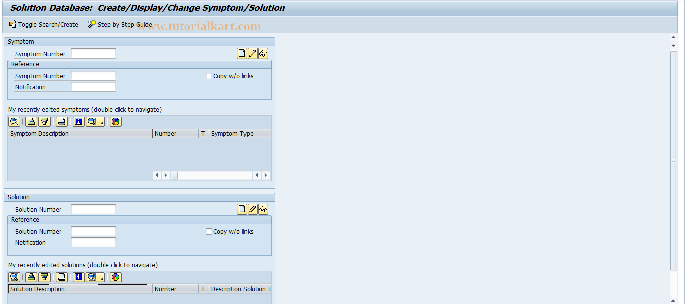 SAP TCode IS01 - Solution DB - Create/Display/Change