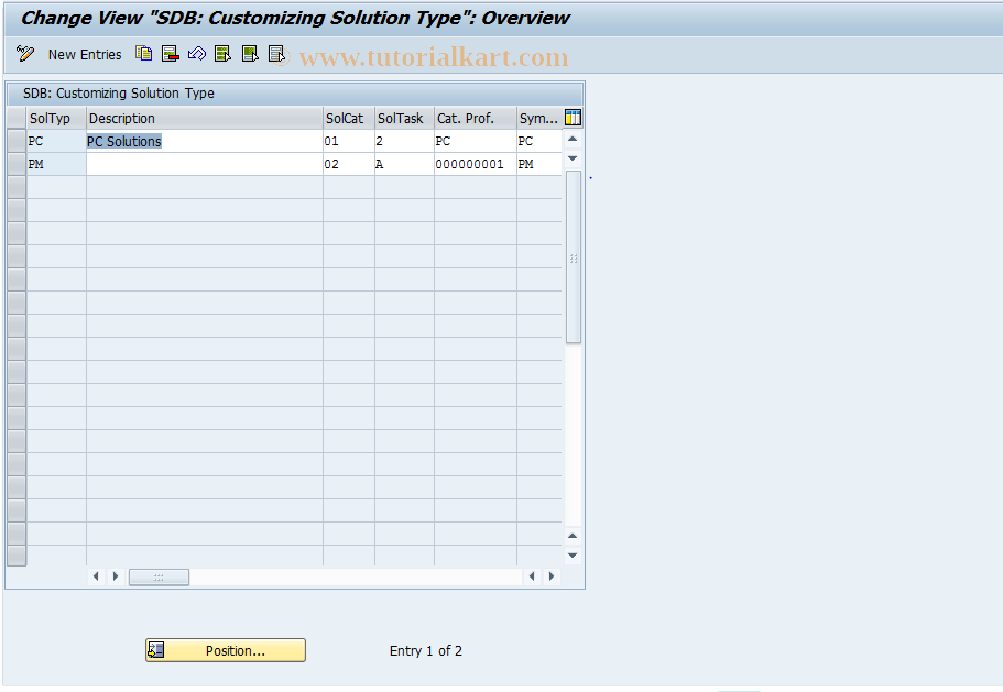 SAP TCode ISCB - Define Solution Type