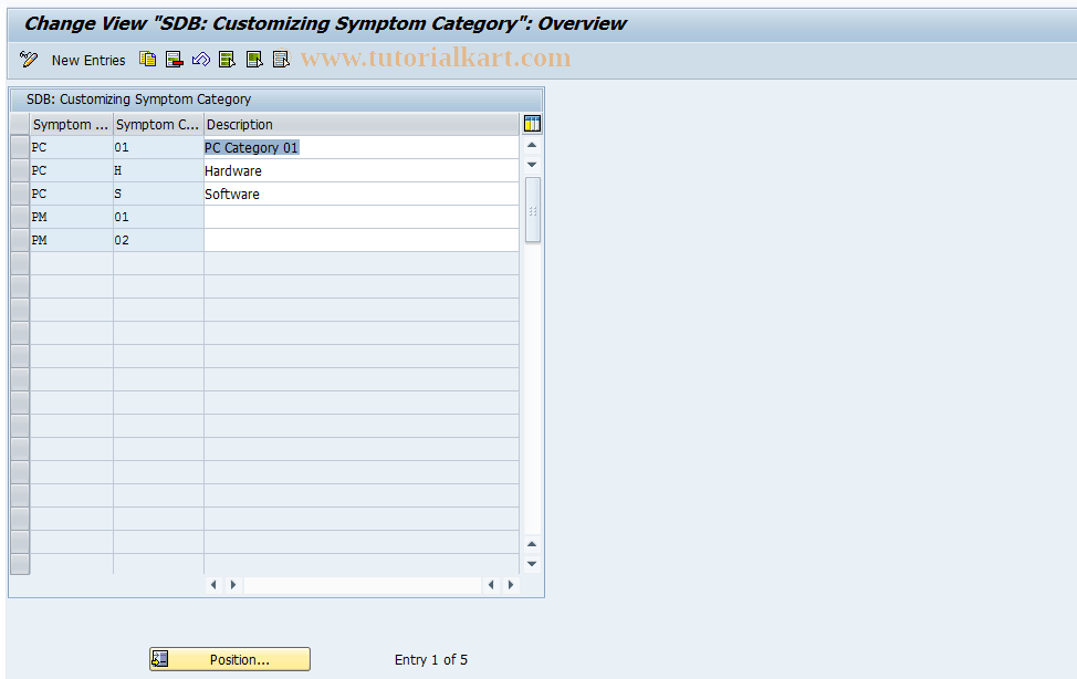 SAP TCode ISCC - Define Symptom Categories