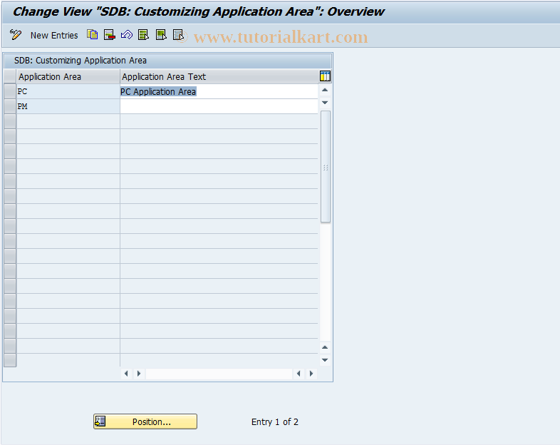 SAP TCode ISCE - Define Application Areas