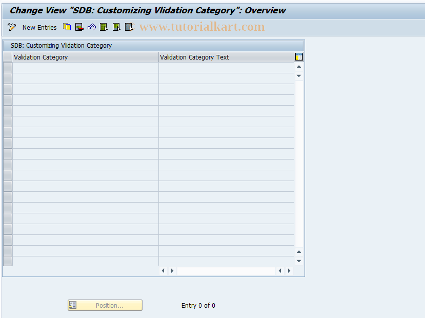 SAP TCode ISCF - Define Validation Categories