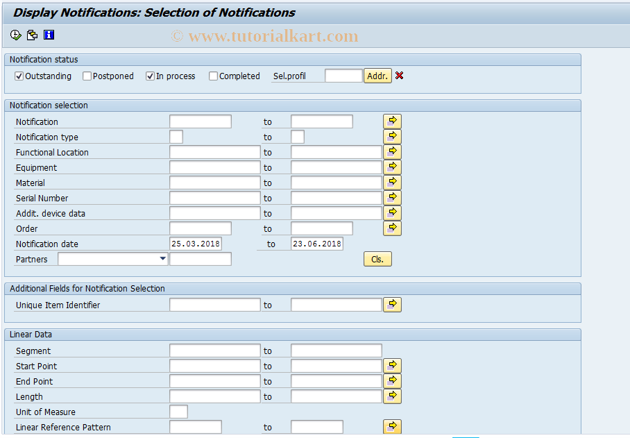 IW22 SAP Tcode Change PM Notification Transaction Code