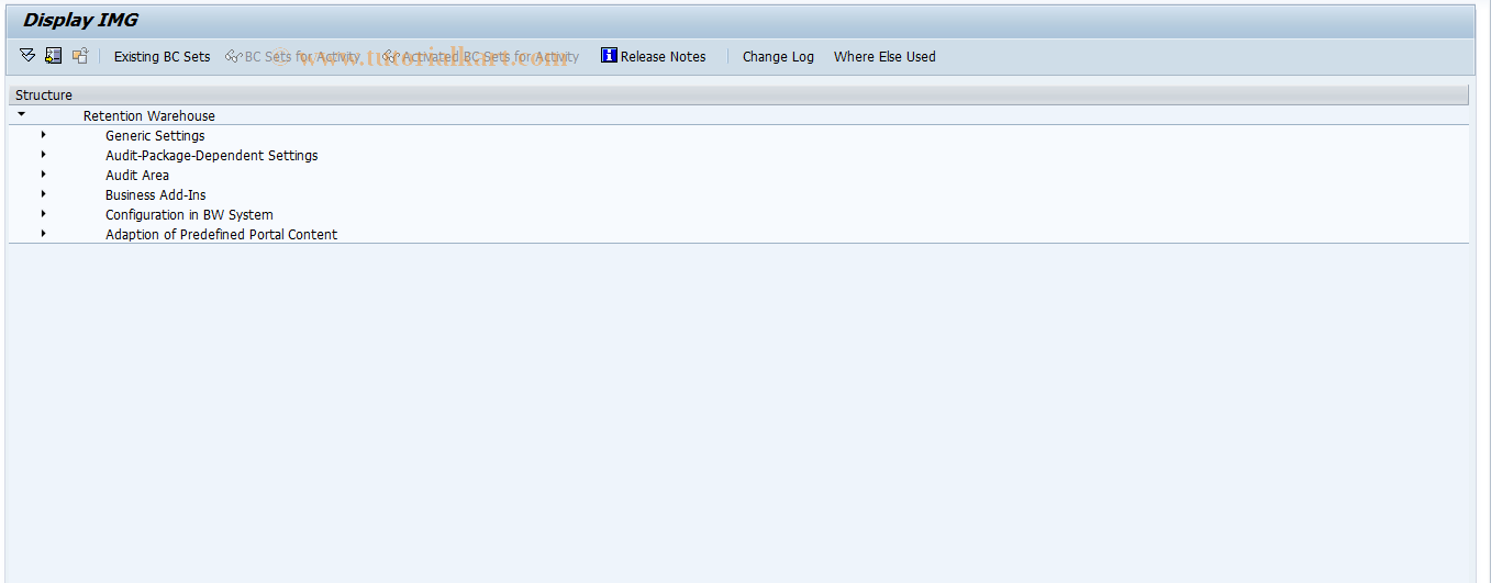 SAP TCode IWP_IMG - IMG of Retention Warehouse