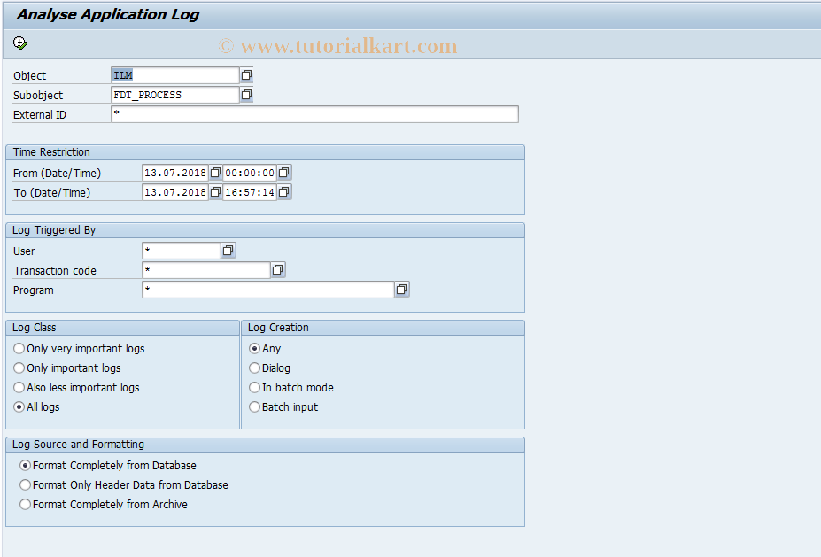 SAP TCode IWP_LOG_DISPLAY_EXT - Display Logs - extended