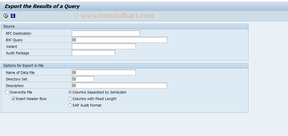 SAP TCode IWP_QUERY_EXPORT - Export Query Results