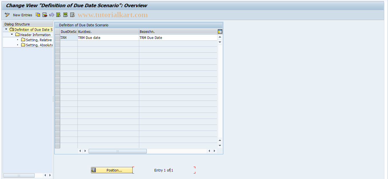 SAP TCode JBFS - Maintain Due Date Scenario