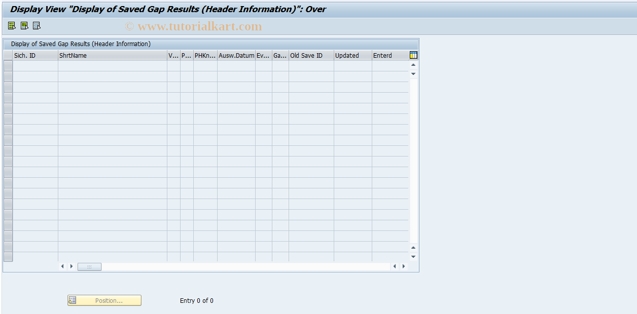 SAP TCode JBRTUPPROT - Information on Saved Gap Results