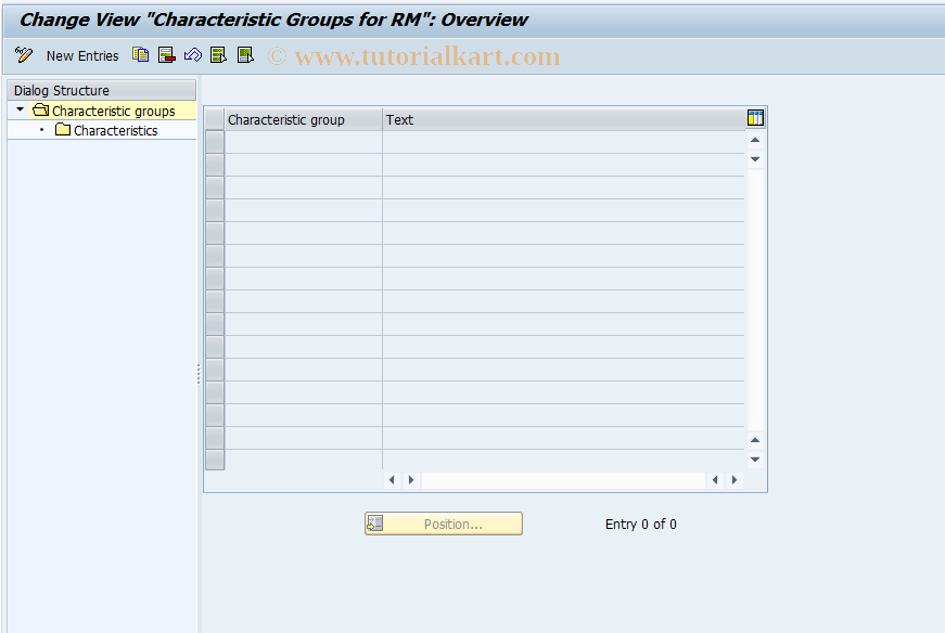 SAP TCode JBWG - Characteristic Groups for RM