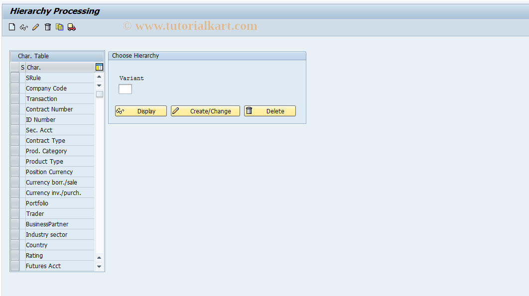 SAP TCode JBWH - Maintain hierarchy