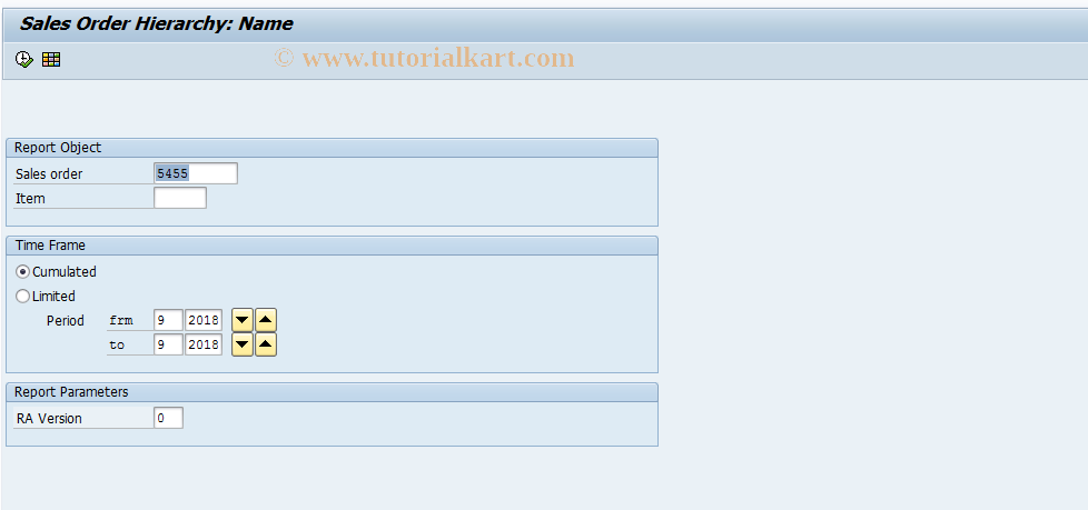 KKAC SAP Tcode Sales Order Hierarchy Display Transaction Code