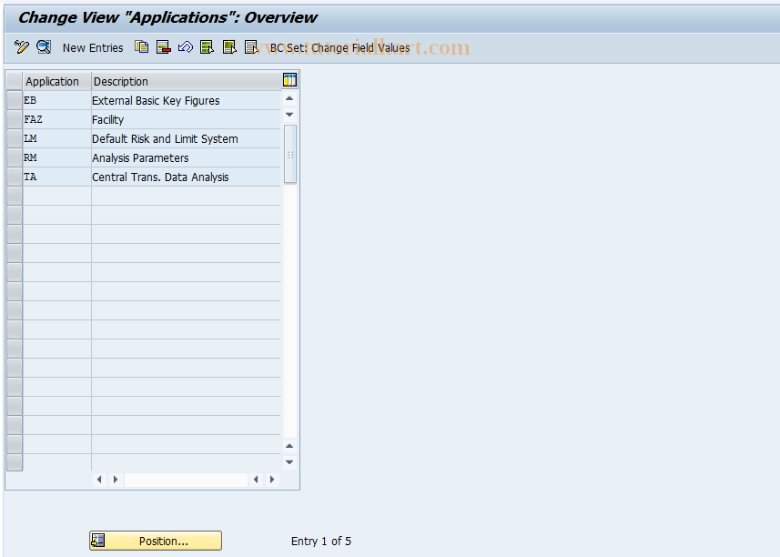 SAP TCode KLFZ0001 - Facilities Control: Application