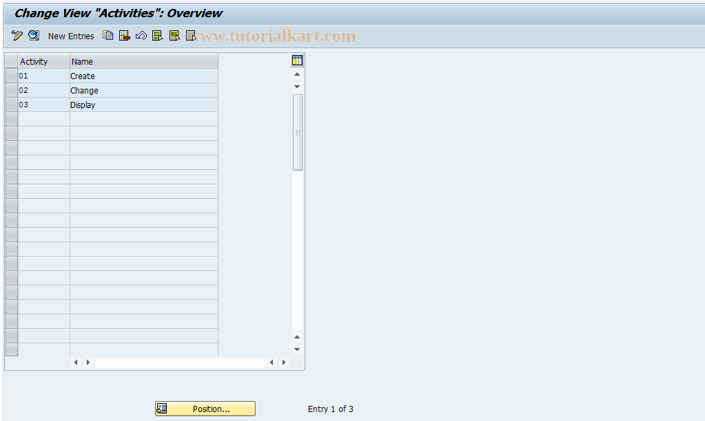 SAP TCode KLFZ0018 - Facilities Control: Activities