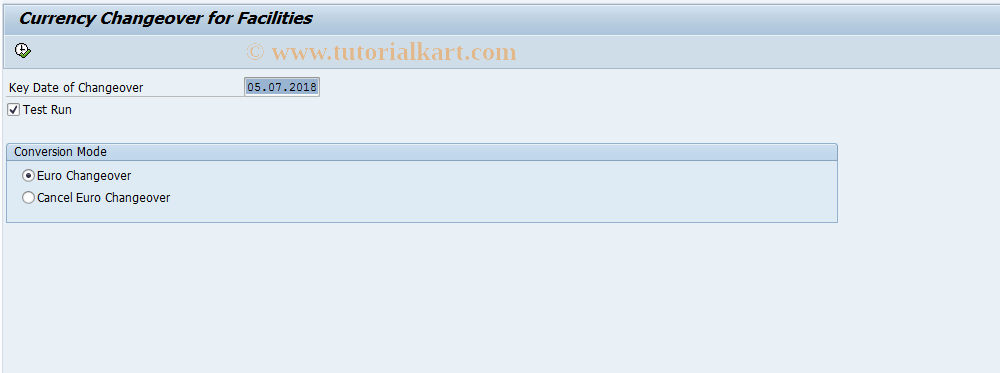 SAP TCode KLFZCCTOEU - Currency Conversion for Facility